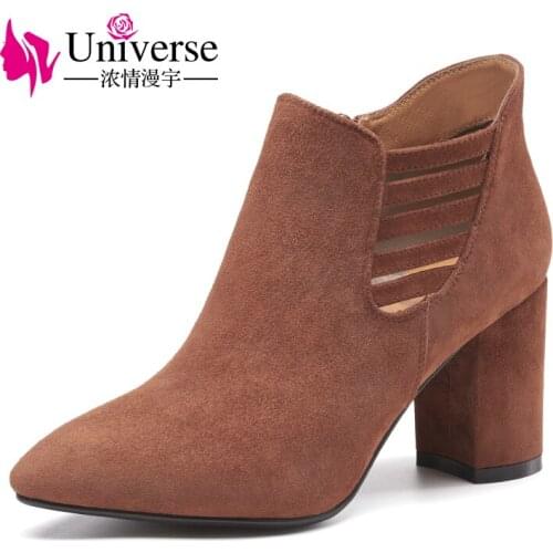 Universe 2017 women boots suede leather high heel winter shoes woman boots G270