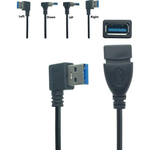 USB 3.0 Male to Female USB Extension Cable Right Angle 90 Degree USB Adapter UP/Down/Left/Right Cabo USB 0.2M