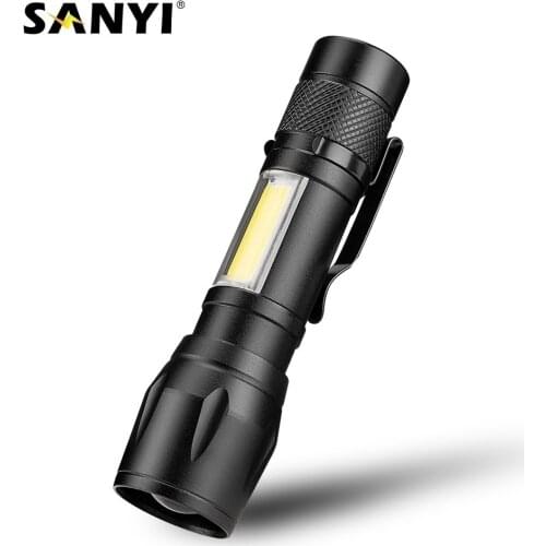 XPE+COB LED Flashlight Zoomable Torch Super Bright Waterproof Handheld Tactical Flashlights Pocket Clip Work Light for Emergency