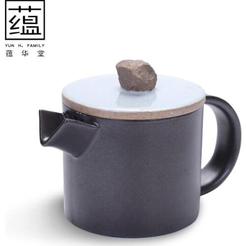 Japanese handmade stoneware kung fu tea set teapot hand grip pot office simple tea maker kiln changed to small single pot