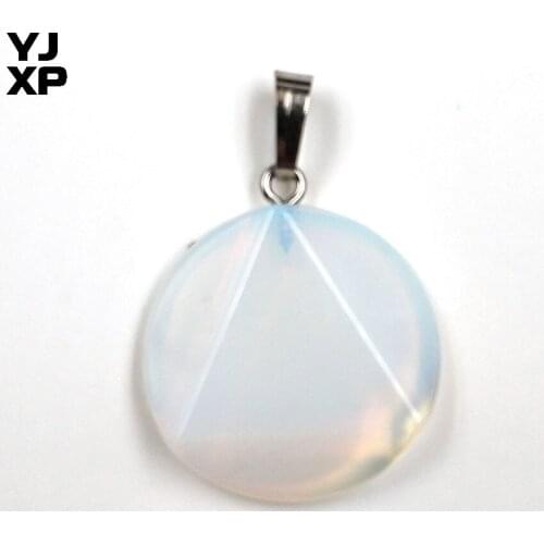 YJXP Classic Style Silver Plated Star of David Triangle Shape Opalite Opal Pendant