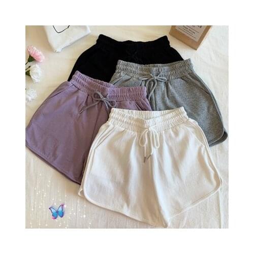 Women Sport Short Pants Casual Elastic Waist Loose Solid Color Sportswear Comfy Drawstring Plus Size Pocket Shorts