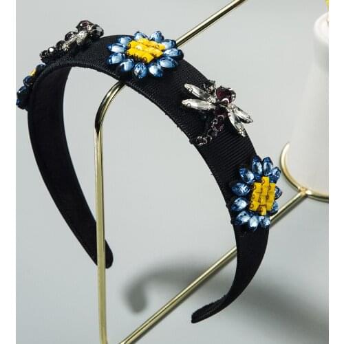 Baroque Style Hair Hoop Hair Band For Women Inlaid Rhinestones Headband SunflowerHigh-end Outgoing Fashion Temperament Headwear