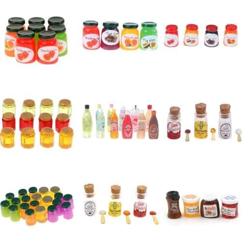 1/2/3/4/5/8pcs 1:12 Miniatures Dollhouse Jams Furniture Miniature Kitchen Doll House Kitchen DIY Dollhouse Food Accessories