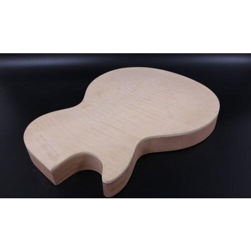 1X Unfinished Electric Guitar Body Mahogany+Flame Maple Veneer P90 pickup