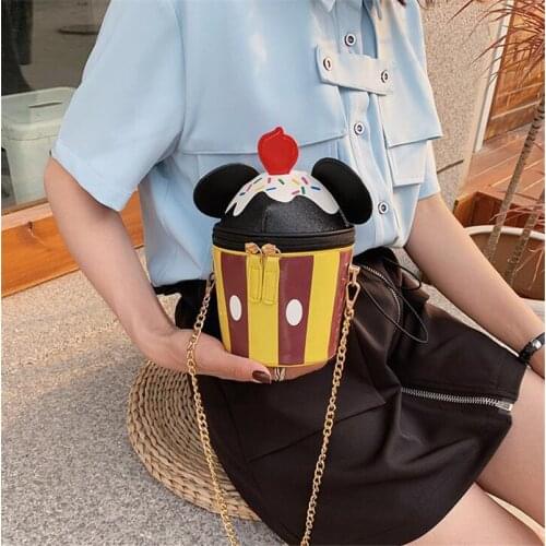 2021 Cartoon Bucket Bag High Quality Pu Leather Handbag Shiny Mini Cute Ear Shoulder Messenger Bags crossbody bags for women
