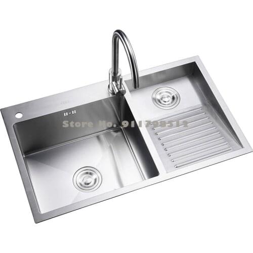 304 Stainless Steel Laundry Sink Balcony Laundry Pool Household Undercounter Double Sink Laundry Tub With Washboard Large