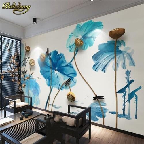 Beibehang Ink gold lotus Custom 3D Photo Wallpaper Large Mural Living Room Bedroom TV Background Wall Painting Wall paper roll