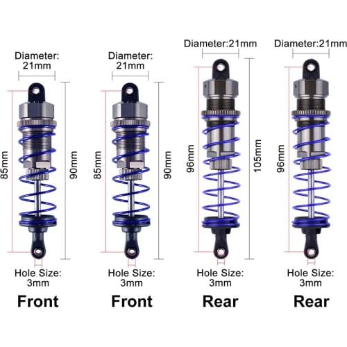 4Pcs ZD Racing 105mm Front Raer Shock Absorber Damper Suspension for 1/10 RC HSP Redcat HPI Hobao Buggy RC Cars Trucks Parts