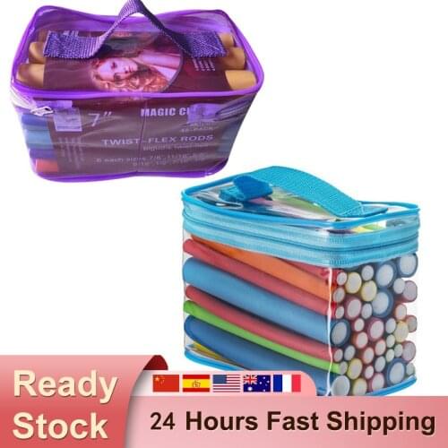 42pcs Heatless Hair Curling Curler Magic Air Hair Rollers Soft Foam Bendy Twist Magic Flexi Rods Styling Hair Sticks Tool Random
