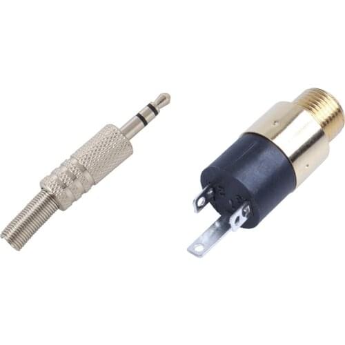 5 Pcs Headphone Audio Solder Connector & 10 Pcs 3.5Mm 1/8Inch Female Stereo Panel Mount Jack Solder Connector