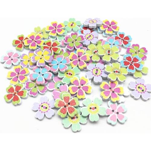 50pcs Wood Sunflower Buttons Embellishments Sewing Round Flower Button Scrapbooking Baby Crafts Cardmaking 18mm