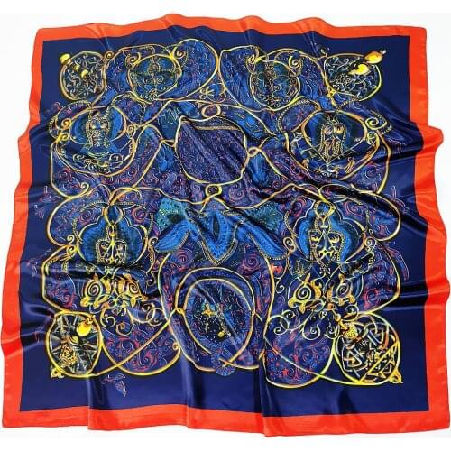 90CM Brand Square Scarf Women 2021 Design Luxury Silk Scarf Bandana Headband Fashion Hijab Neckerchief For Ladies 2021 Kerchief