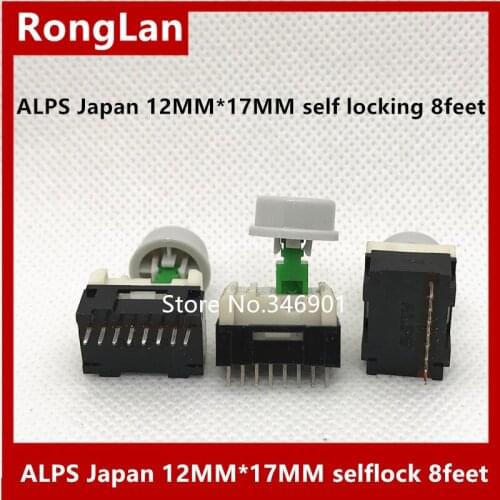 ALPS Japan 12MM*17MM self locking switch button, 8 feet GREE handle + grey cap --50set/LOT
