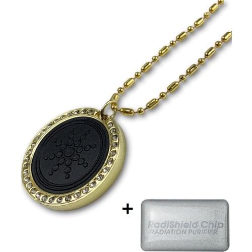 Anti Radiation EMF Protection Quantum Energy Pendant Chain Necklaces with 2 Pieces Anti Radiation Mobile Stickers