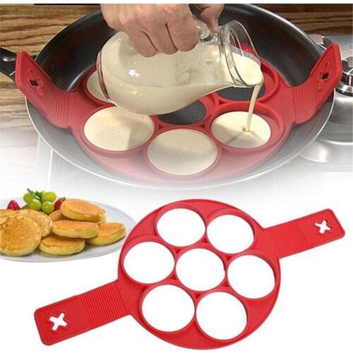 Pancake Fipper Silicone Multi-Function Egg Fire Omelette Pan Cake Mold Dispenser Shaper Baking Mould DIY Porous Pancake Maker