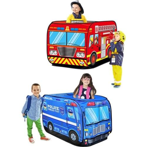 Kids Children Tent Popup Play Tent Toy Outdoor Foldable Playhouse Fire Truck Police Car Game House Bus Tent Indoor Outdoor Game