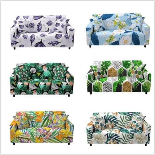 Stretch Plaid Couch Cover Rainforest Elastic Sofa Covers For Living Room Leaves Pattern Sofa Silpcover Cover Home