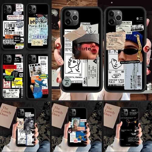 Retro Discount Label Phone Case Cover Hull For iphone 5 5s se 2 6 6s 7 8 12 mini plus X XS XR 11 PRO MAX black silicone