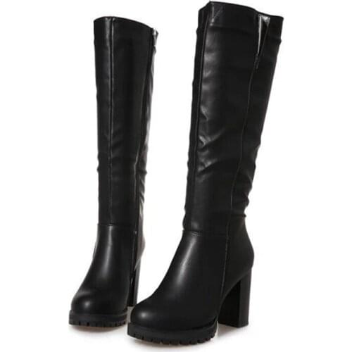 Joker Fashion High Boots Womens Boots Zipper Womens Shoes High Heel Increased Thick With Patent Leather Martin Boots Women