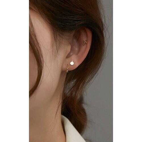 KOFSAC Fashion 925 Sterling Silver Earrings Set For Women Jewelry Mini Cross Geometric Gold Ear Bone Button Lady Accessories