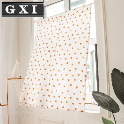 Tangerine Fruit Printed Short Curtain For kitchen Cabinet Yellow Flat Half Curtain For Living room Small Window Partition