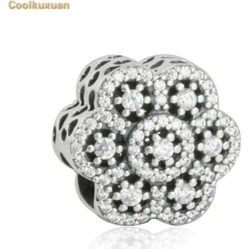Crystallised Floral Openwork Charms 925 Sterling Silver Christmas Snowflake Beads Fits Pandora Bracelet diy Winter New