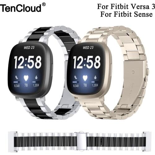 Metal Band For Fitbit Versa 3/Sense Wrist Bracelet For Fitbit Sense Strap Replacement Stainless Steel Loop Watchband Accessories