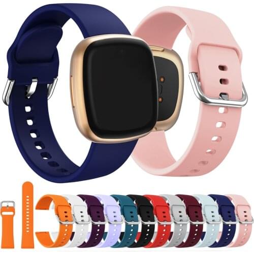 Soft Silicone Wrist Strap Solid Color Wristband Replacement Watch Band Accessories For Fitbit Versa 3 / Sense