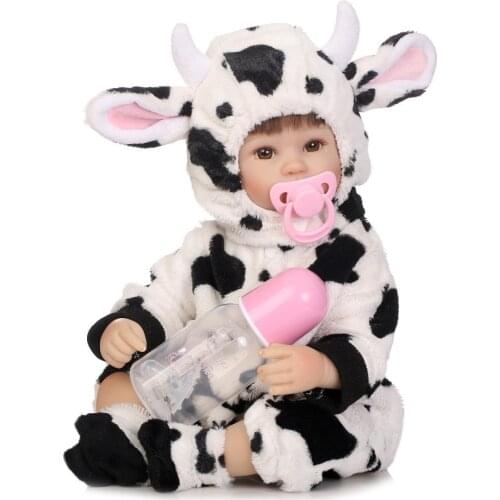 NPK Milk cow reborn dolls 18" soft silicone dolls reborn baby girl sleeping dolls children gift toy bebe alive reborn bonecas