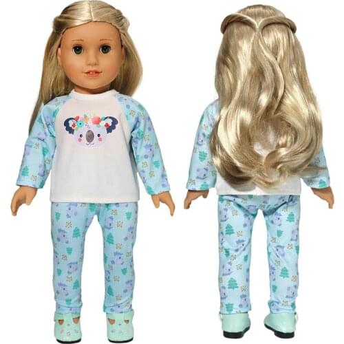 18" American Og Girl Doll Clothes Koala Pajama Set Reborn Baby Doll Outwear Toys Clothing Children Gift