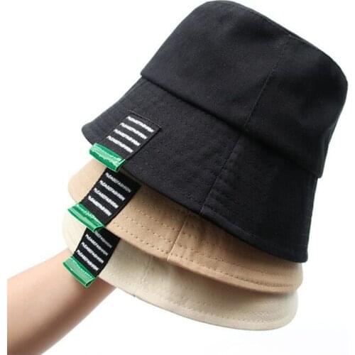 LDSLYJR Cotton Solid color Bucket Hat Fisherman Hat outdoor travel hat Sun Cap Hats for Men and Women 252