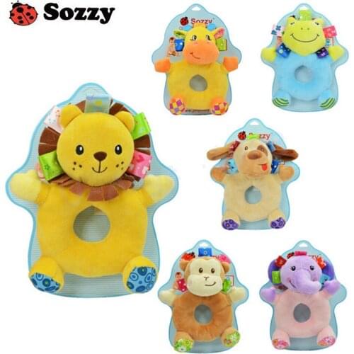 Wholesale! 10pcs Sozzy multifunctional baby animal handbell round handbarrows baby rattles, baby educational hand bell toys