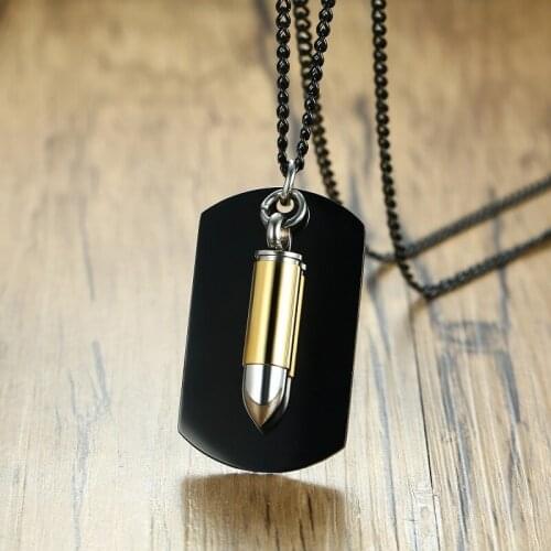 Fashion Personality Gold Color Bullet Necklaces For Women Trendy Jewelry Men Necklaces Pendants For Man Black Color Necklace