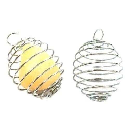 Pendants Silver Color For Crystals Stones Jewelry Making Craft Supply Spiral Stone Beads Cage
