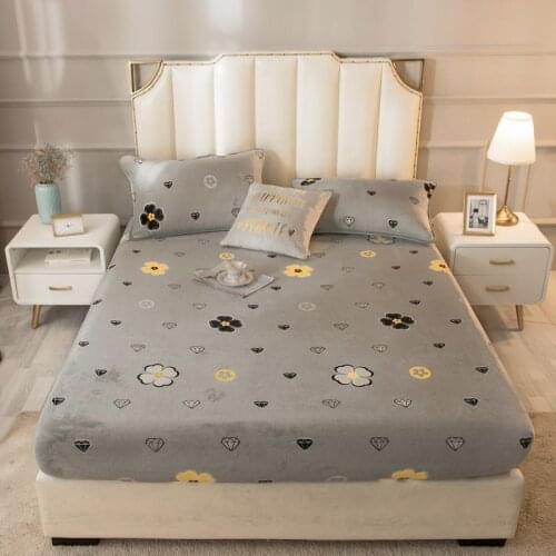 Fitted Sheet Home Bed Linen Winter Warm With Elastic Bands Soft Mattress Cover Velvet Bedspread Double Queen Sabanas 180x200cm