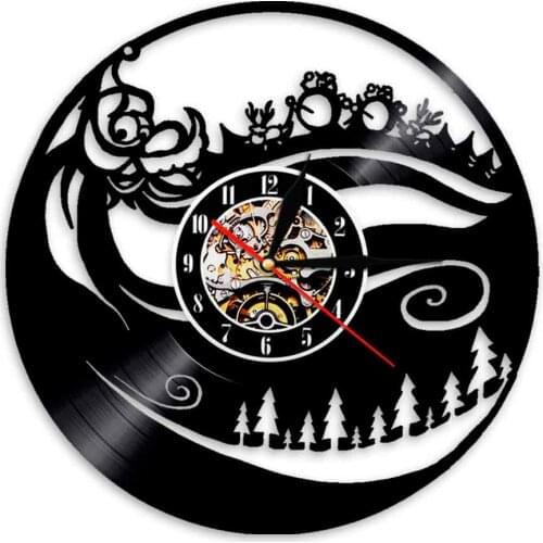 Christmas Tree Snowman Vinyl Wall Clock Modern Design Christmas Wall Art Decorative Time Clock Unique Christmas Gifts