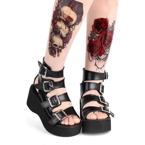 Large Size Summer Womens High Heel Platform Sandal Anime Gothic Casual Open Toe Muffin Sandals Female Punk Lolita Shoes