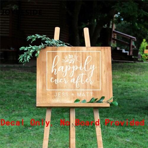 Happily Ever After Wedding Sticker Best Wish Decal Wedding Decoration Sign Sticker Customed Name Art Vinyl Wall Decal Mural M179