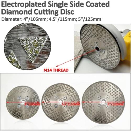 SHDIATOOL 1pc Electroplated diamond cutting & grinding disc M14 flange granite marble Single side coated diamond blade