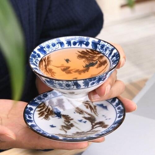 Ancient porcelain tea cup and saucer suits Tableware flower afternoon tea cup plate set