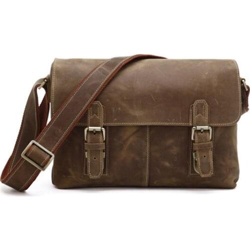 Brand Vintage Men Bag Casual Business Genuine Leather Business Travel Mens Messenger Bag Fashion Mens Crossbody Shoulder Bag