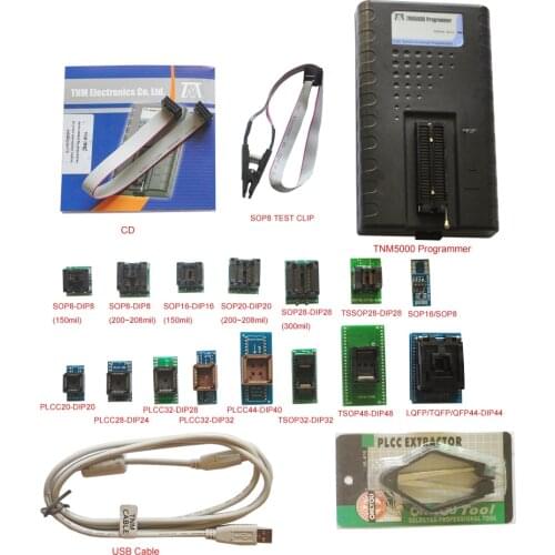 TNM 5000 USB NAND Programmer+18pcs or 19pcs adapters Support Microcontroller/ECU/Flash Memory/EEPROM/MCU/FPGA/JTAG,Top Model