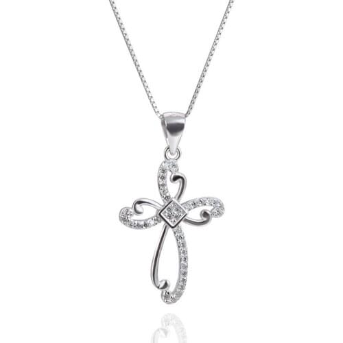 YJ00929 New Women Accessories Micro Set Zircon Collarbone Chain Flow Jewelry S925 Sterling Silver Cross Pendant