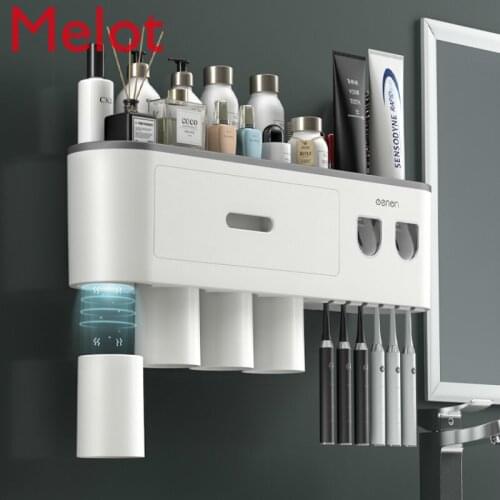 Toothbrush Rack Tooth Cup Mouthwash Wall-Mounted Bathroom Punch-Free Wall-Mounted Storage Rack Tooth-Brushing Cup Set