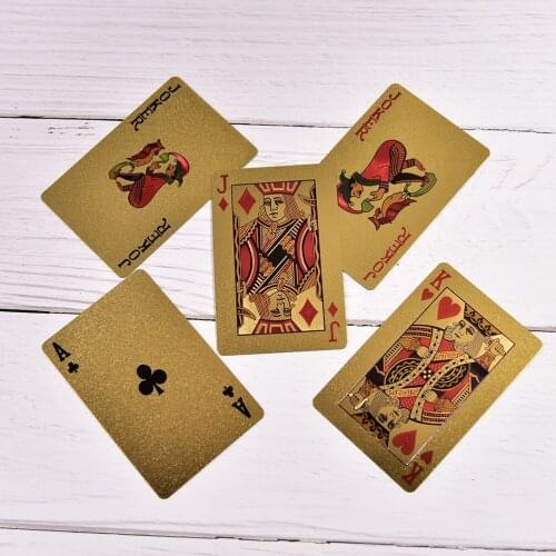 1 set Marbit Gold Foil Playing Cards Texas Hold'em Poker Gold Foil Plated Poker Card Funny High-grade games