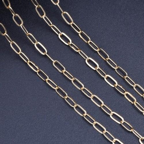 1Meter Minimalist Basic Chic Rectangle Rolo Paper Clip Link Chain Women Necklaces Girl Party Gift Jewelry Wholesale