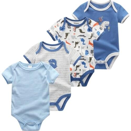 2019 4pcs/lot Baby Girls Clothes Short Sleeve 100%Cotton Baby Bodysuits Infant Cartoon Clothing Baby Boy Clothes Roupa de be