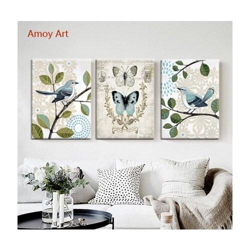 3pcs Modern Minimalist Nordic Vintage Bird Butterfly A4 Large Art Prints Poster Wall Picture Kid Room Home Decor Canvas Painting
