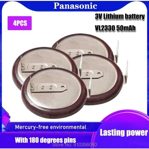 4PCS 100% Original Panasonic VL2330 2330 3V Lithium Rechargeable Battery With Legs 180 degrees For Timer Car Key Remote Watch